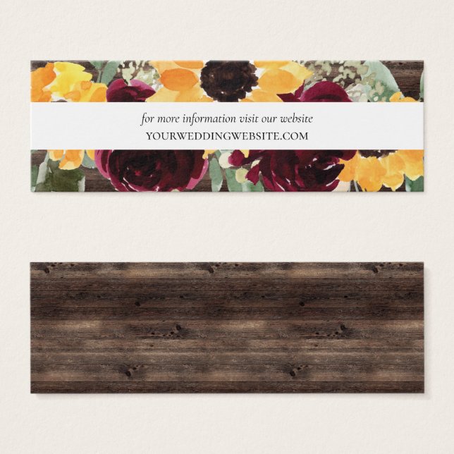 Sunflower Wood Mariage Website Insérer des cartes  (Devant & derrière)