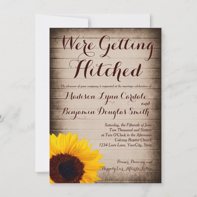 Sunflower Wood Obtenir Des Invitations Mariage Hit (Devant)