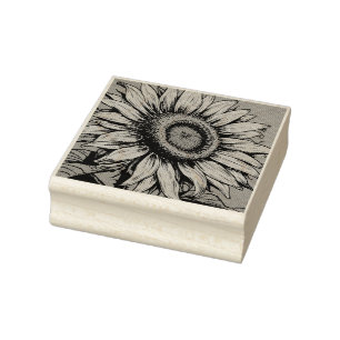 SUNFLOWER WOOD RUBBER STAMP