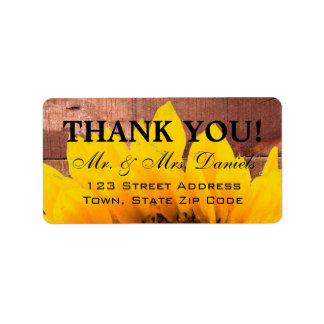 Sunflower Wood Rustic Wedding Thank You Label