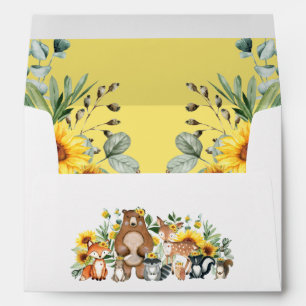 Sunflower Woodland Forest Animals Return Address Envelope