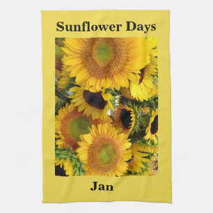 Sunflower Woven Yellow YOUR NAME PHRASE Gift Kitchen Towel