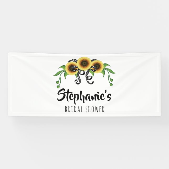 Sunflower Wreath Bridal Shower Banner (Horizontal)