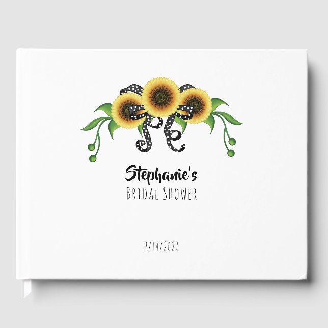 Sunflower Wreath Bridal Shower Guest Book (Front)