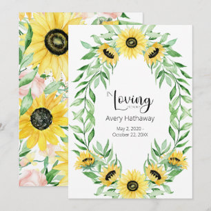 Sunflower Wreath Funeral Memorial Invitation