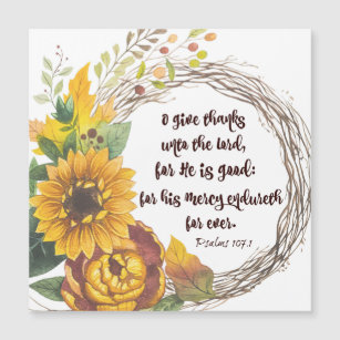 Sunflower Wreath: Give Thanks Psalms Bible Verse