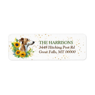 Sunflower Wreath Greyhound Dog Return Address