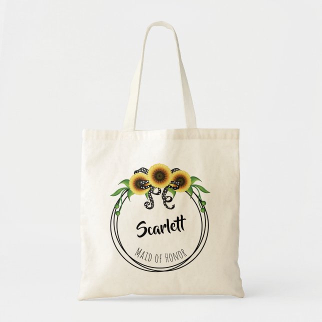 Sunflower Wreath Maid of Honor Tote Bag (Front)