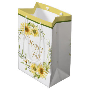 Sunflower wreath with customizable text   medium gift bag