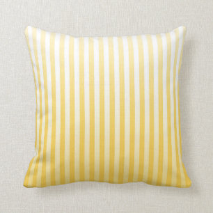 Sunflower Yellow and White Gradated Stripes Throw Pillow