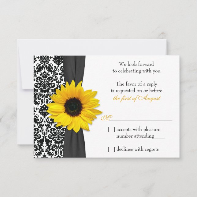 Sunflower Yellow Black Mariage damassé Réponse RSV (Devant)