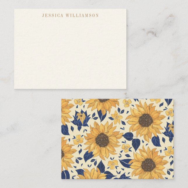 Sunflower Yellow Blue Gift Enclosure Custom Name  Card (Front/Back)