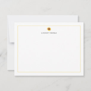 Sunflower Yellow Border Personalized Stationery Card