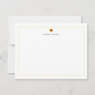 Sunflower Yellow Border Personalized Stationery Card