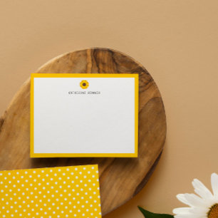 Sunflower Yellow Border Personalized Thank You Card