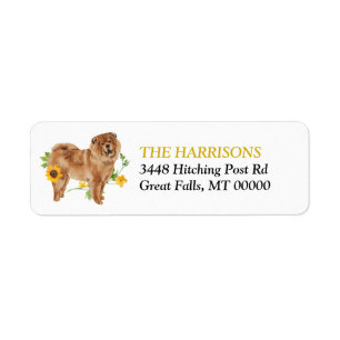 Sunflower Yellow Chow Chow Dog Return Address