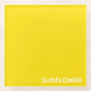Sunflower Yellow Colour Name Glass Coaster