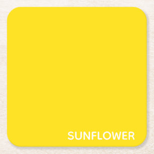 Sunflower Yellow Colour Name Square Paper Coaster