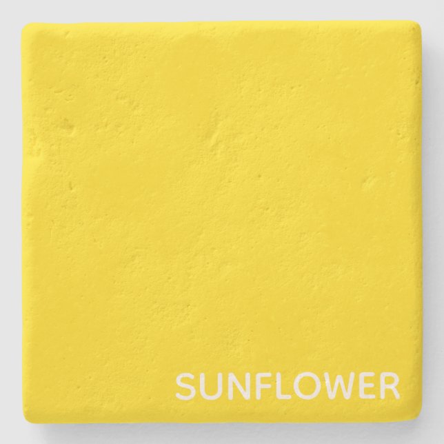 Sunflower Yellow Colour Name Stone Coaster (Front)
