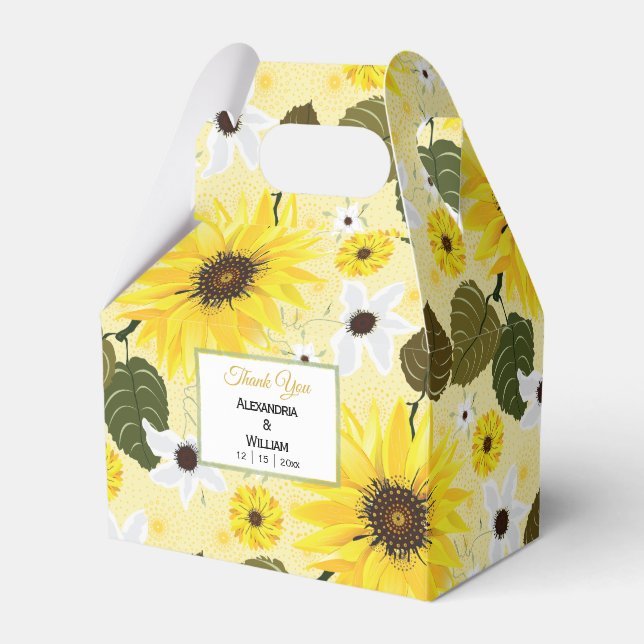 Sunflower Yellow Country Floral Garden | Wedding Favor Box (Front Side)