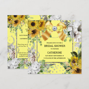 Sunflower yellow country shabby summer glitter invitation