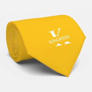 Sunflower Yellow Elegant Monogram + Name  Tie