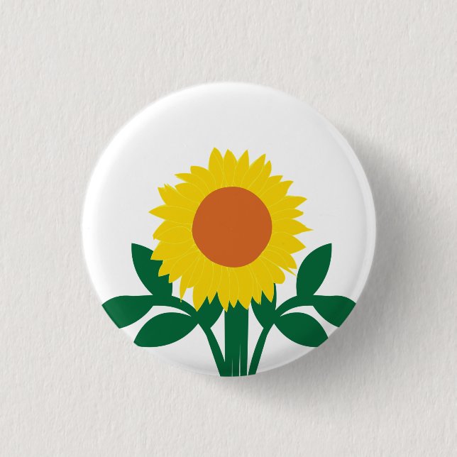 Sunflower Yellow Floral 1 Inch Round Button (Front)