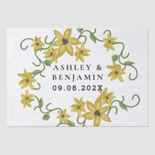 Sunflower Yellow Floral Botanical Hand drawn Oil  Tissue Paper