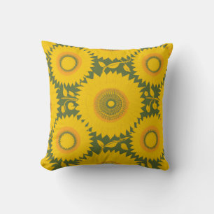 Sunflower - Yellow Floral Design Throw Pillow
