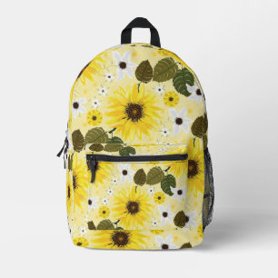 Sunflower Yellow Floral Printed Backpack