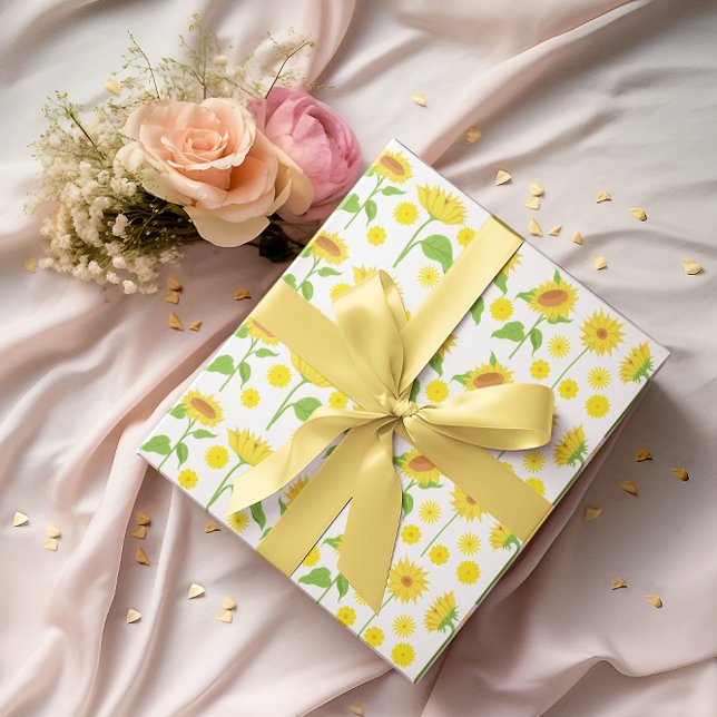 Sunflower Yellow Flower Bright Modern Floral Wrapping Paper Sheet (Creator Uploaded)