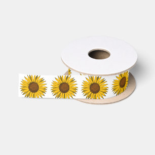 Sunflower Yellow Flower Satin Ribbon