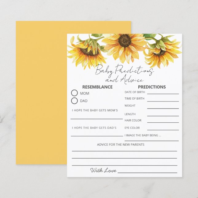 Sunflower Yellow Garden Floral Baby Predictions & (Front/Back)