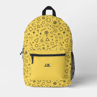 sunflower yellow geometric retro pattern printed backpack
