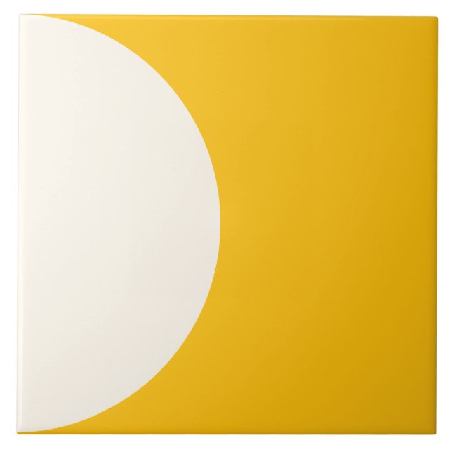 Sunflower Yellow Modern Geometric Semi circle Tile (Front)