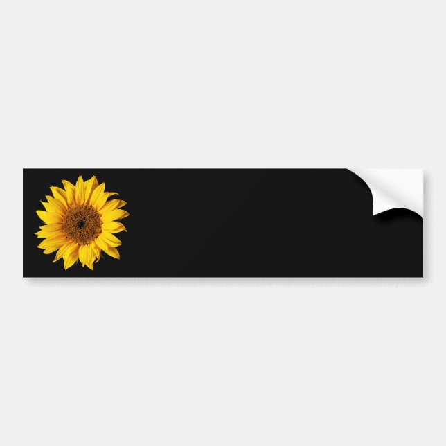 Sunflower Yellow on Black - Customized Sun Flowers Bumper Sticker (Front)