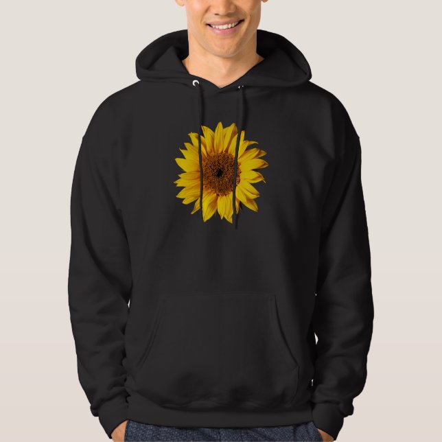 Sunflower Yellow on Black - Customized Sun Flowers Hoodie (Front)