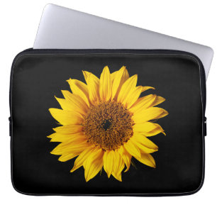 Sunflower Yellow on Black - Customized Sun Flowers Laptop Sleeve