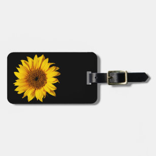Sunflower Yellow on Black - Customized Sun Flowers Luggage Tag