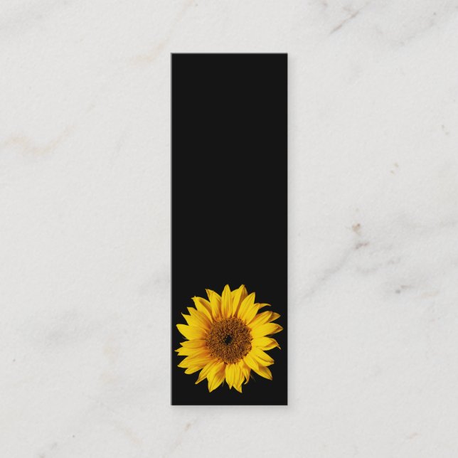 Sunflower Yellow on Black - Customized Sun Flowers Mini Business Card (Front)