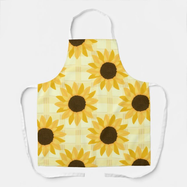 Sunflower yellow plaid  apron (Front)