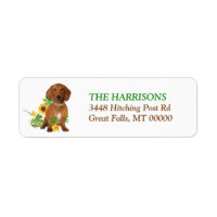 Sunflower Yellow Red Dachshund Return Address