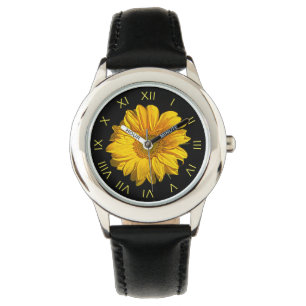 Sunflower Yellow Roman Numbers wam Watch