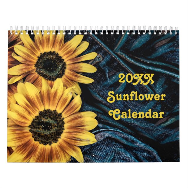 Sunflower Yellow Rustic Country Beautiful 2024 Calendar (Cover)