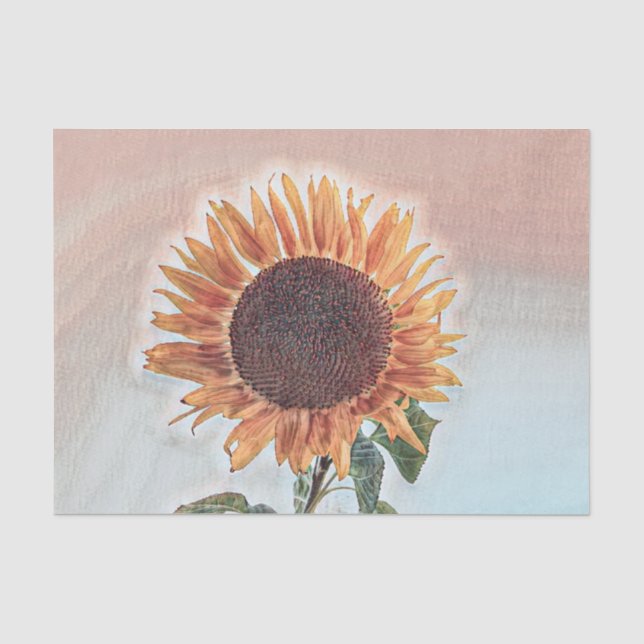 Sunflower Yellow Single Rustic Autumn Floral Tissue Paper (Front)