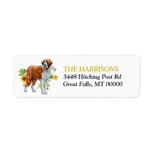 Sunflower Yellow St Bernard Dog Adresse de retour