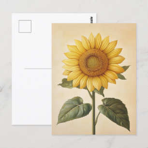 Sunflower Yellow Watercolor Background Postcard