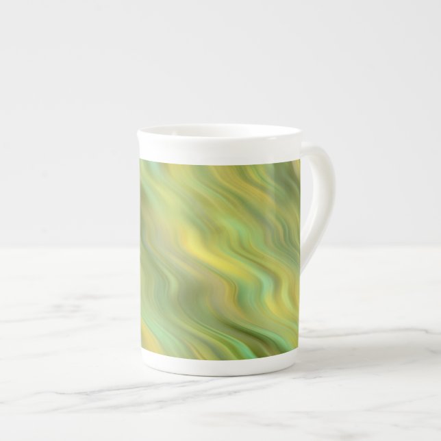 Sunflower Yellow Wavy Texture Bone China Mug (Front Right)