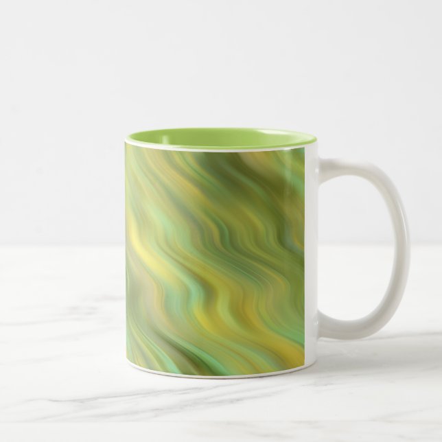 Sunflower Yellow Wavy Texture Two-Tone Coffee Mug (Right)