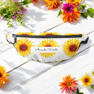 Sunflower Yellow White Floral Fanny Pack